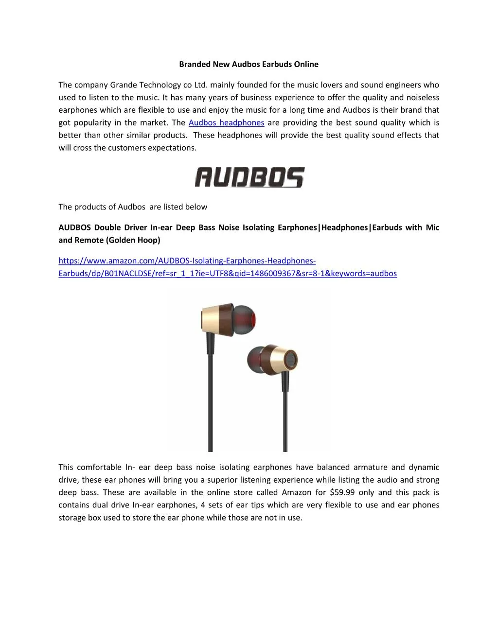 branded new audbos earbuds online