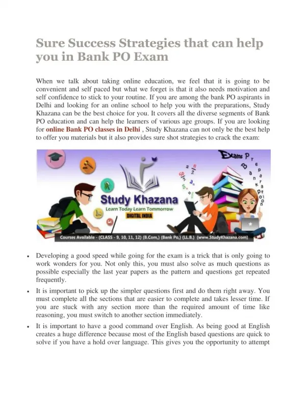 Sure Success Strategies that can help you in Bank PO Exam