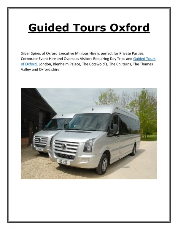 Guided Tours Oxford - Silverspires.co.uk