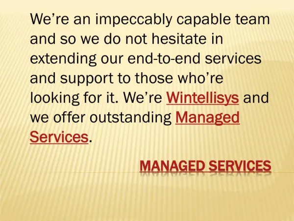 IT managed services - Wintellisys