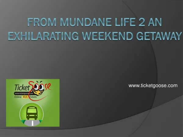 From Mundane Life 2 an Exhilarating Weekend Getaway