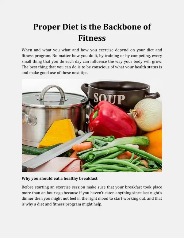 Proper Diet is the Backbone of Fitness