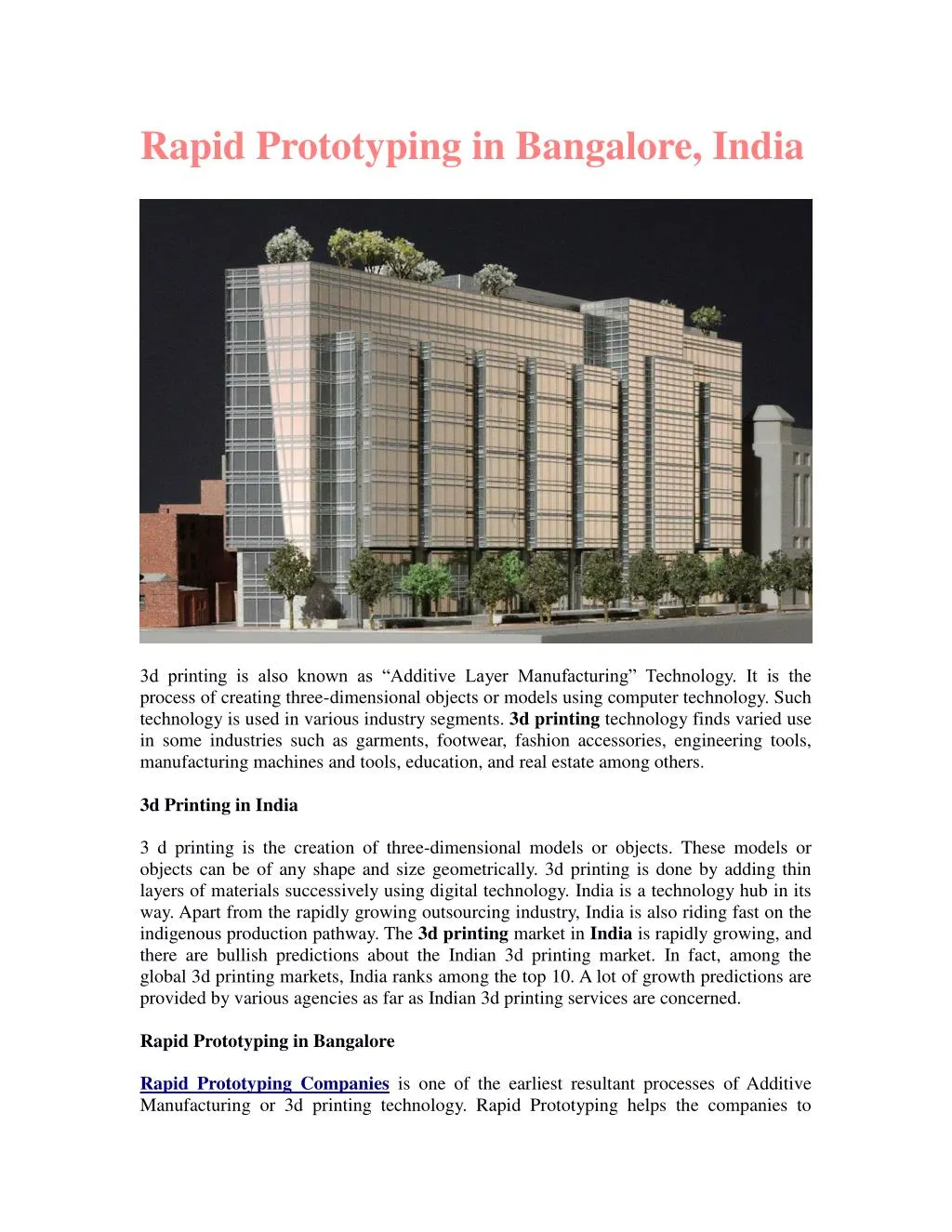 rapid prototyping in bangalore india