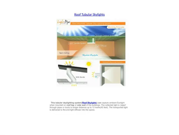 Roof mounted tubular skylights| Roof skylights