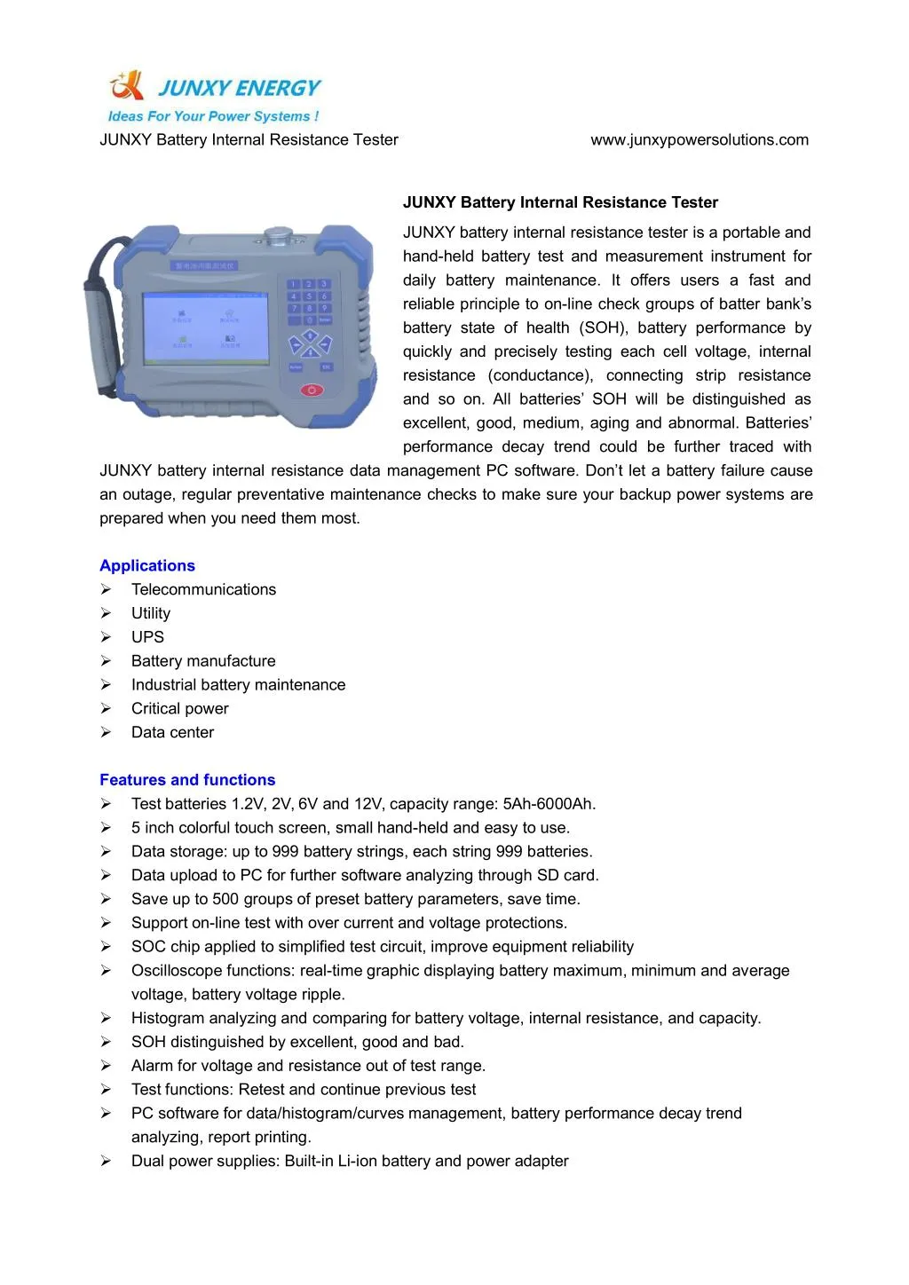 junxy battery internal resistance tester