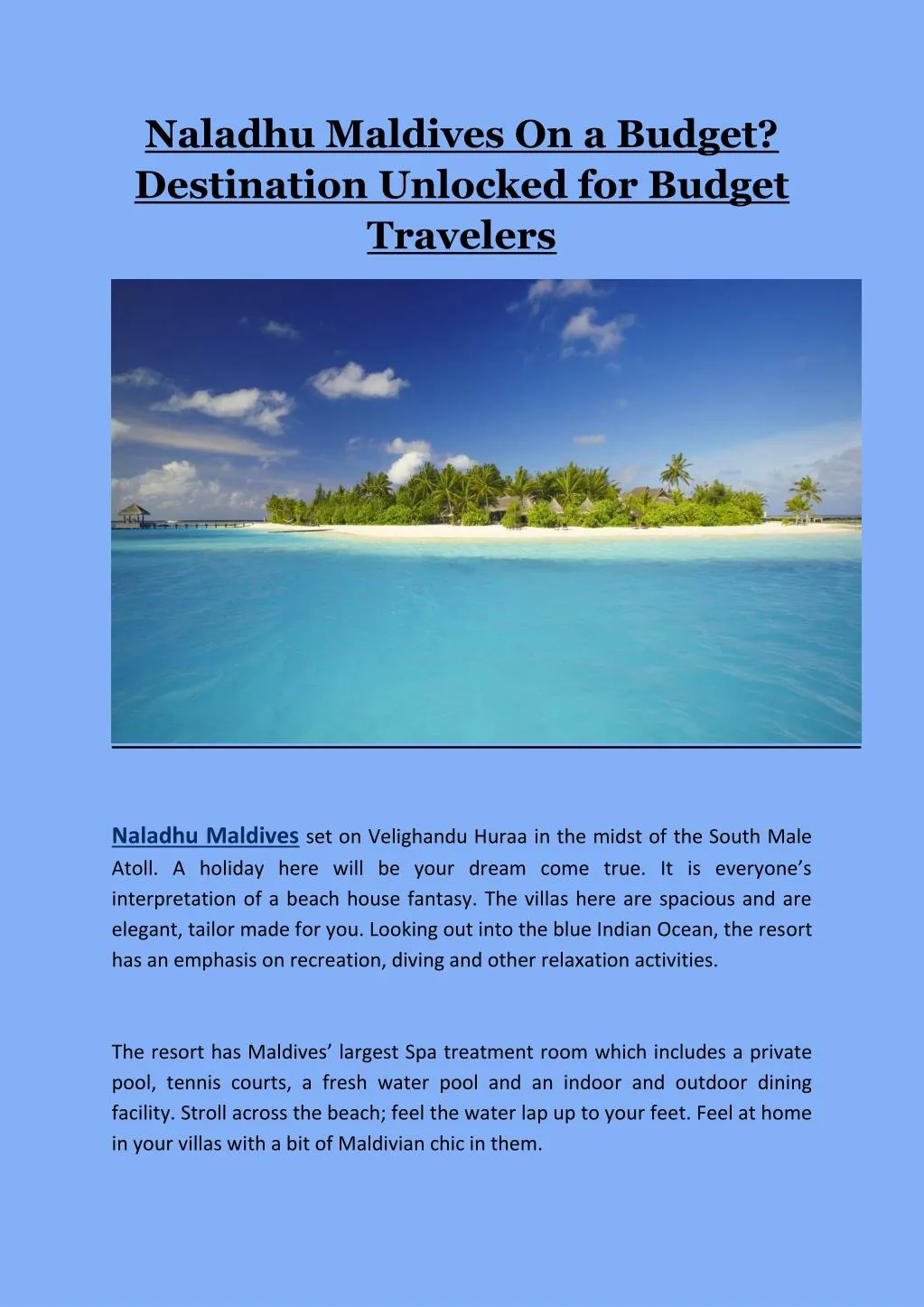 naladhu maldives on a budget destination unlocked