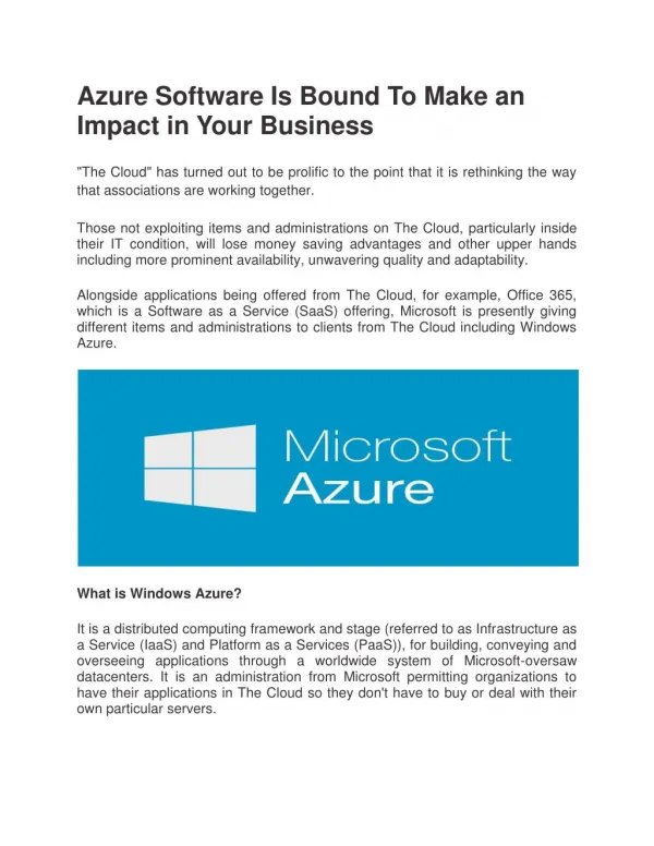 Azure Software Is Bound To Make an Impact in Your Business