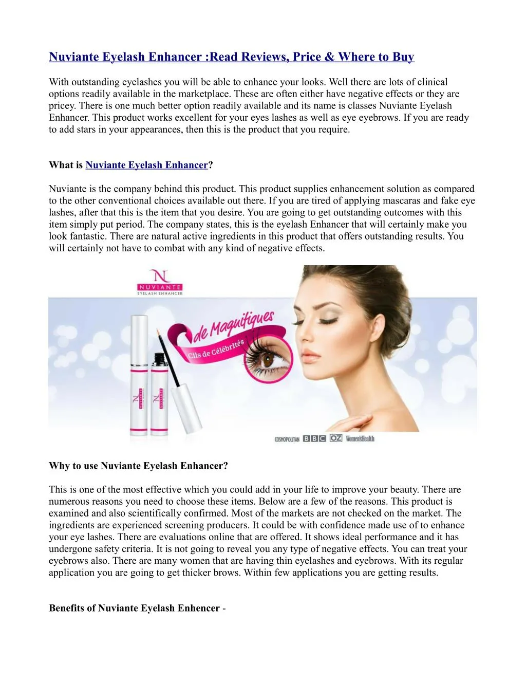 nuviante eyelash enhancer read reviews price