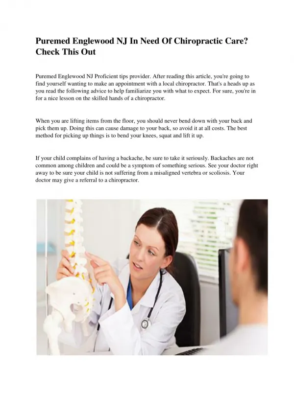 Puremed Englewood NJ Suffer From Back Pain? Here's Some Great Advice