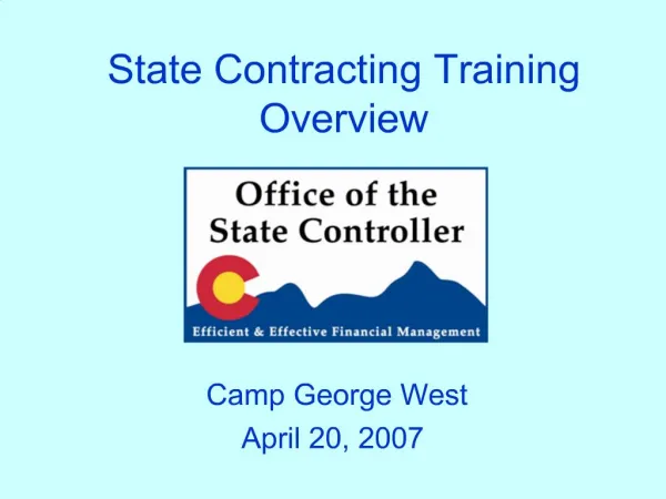 State Contracting Training Overview