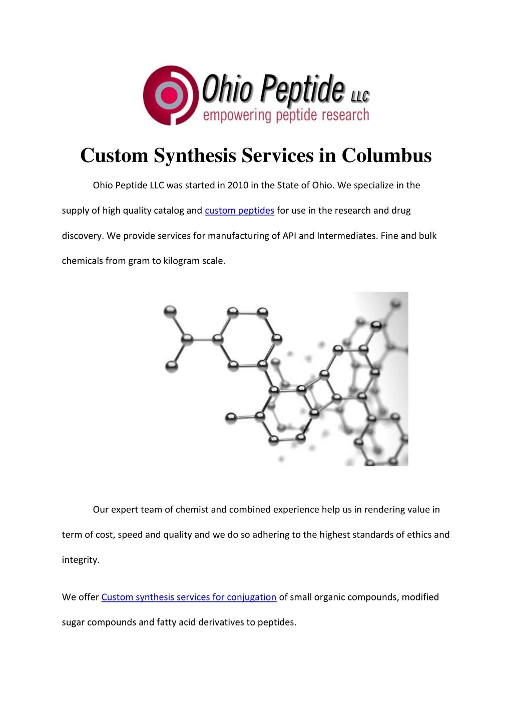 custom synthesis services in columbus