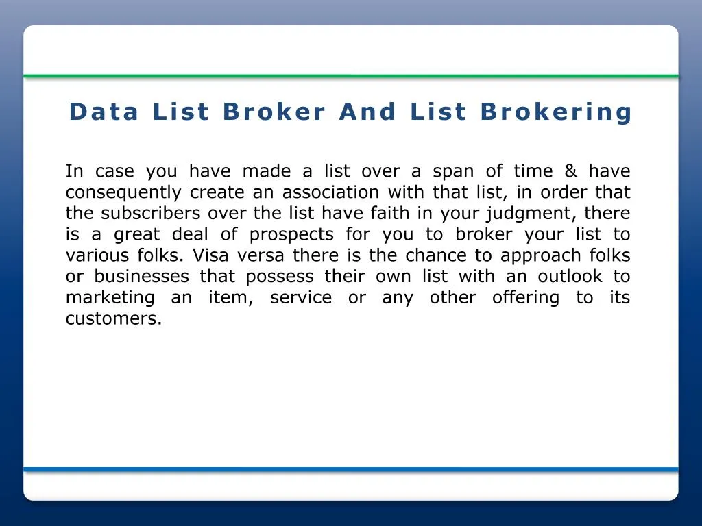data list broker and list brokering