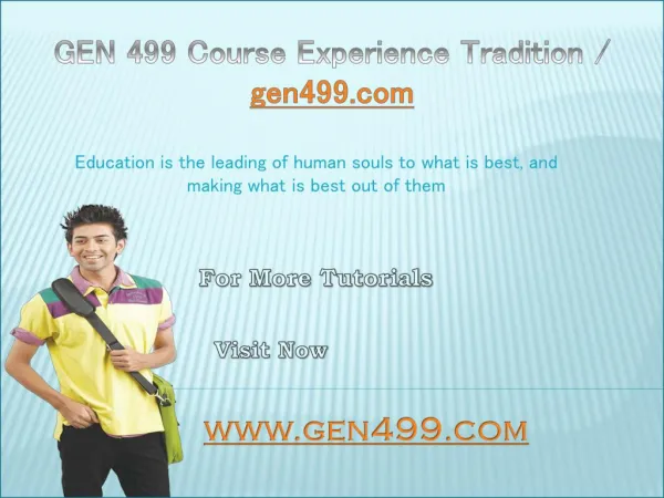 GEN 499 Course Experience Tradition / gen499.com