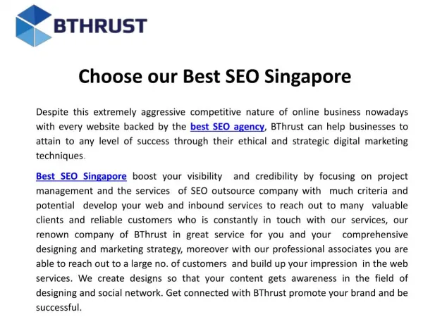 Choose our best seo Singapore