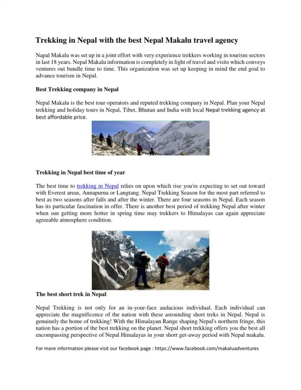 Trekking in nepal with the best nepal makalu travel agency