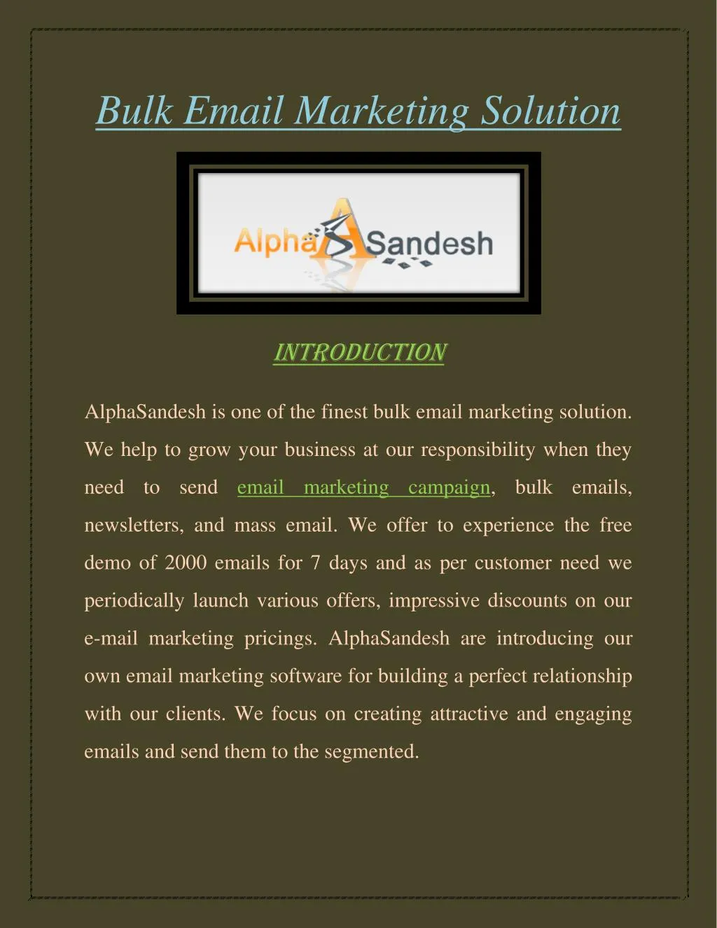 bulk email marketing solution