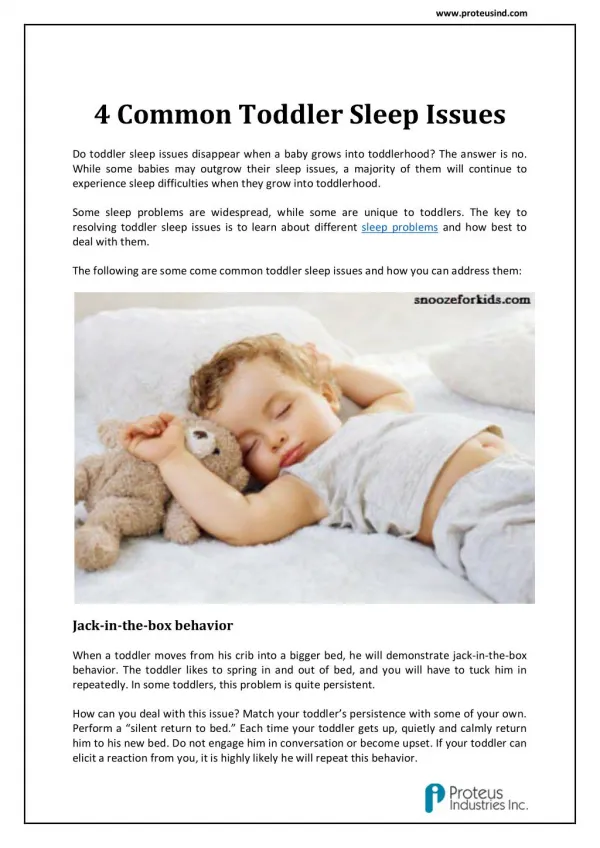 4 Common Toddler Sleep Issues : snoozeforkids.com