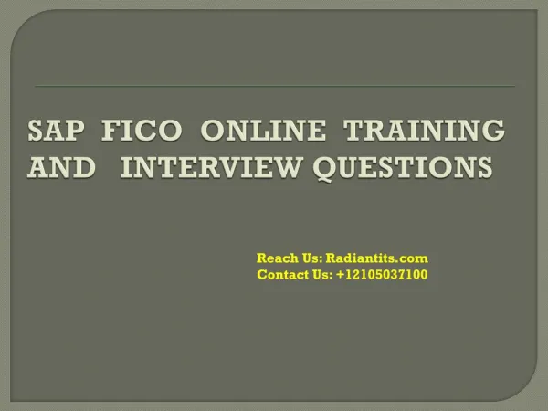 SAP FICO Online training