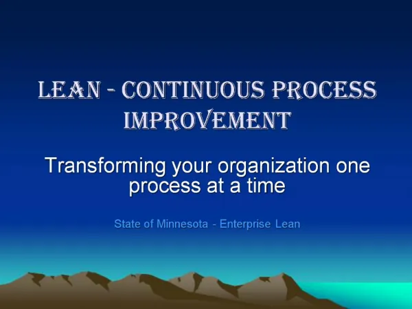 Lean - Continuous Process Improvement