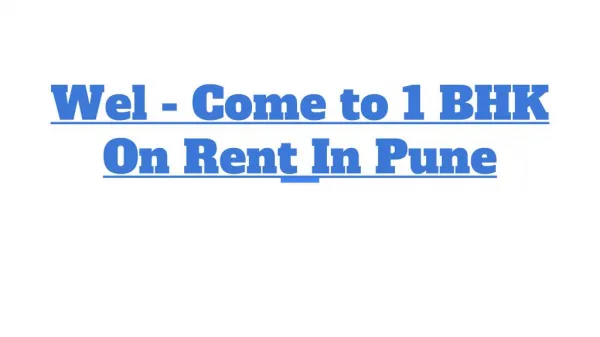 Pune House Rent 1 BHK