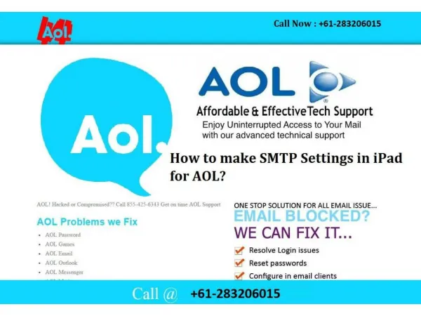 How to make SMTP Settings in iPad for AOL?