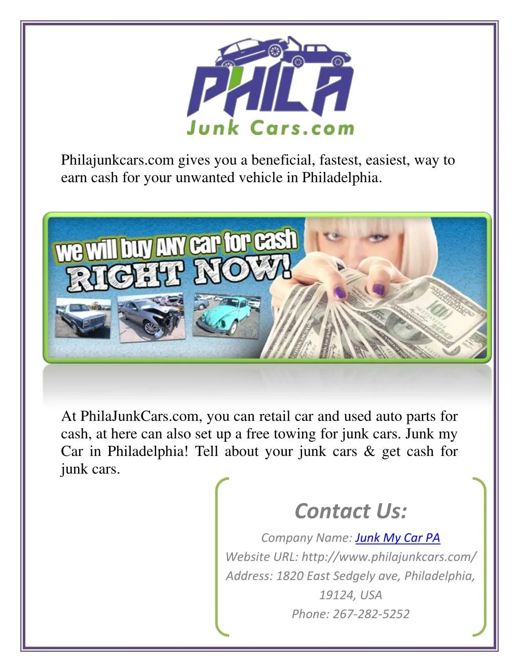 philajunkcars com gives you a beneficial fastest