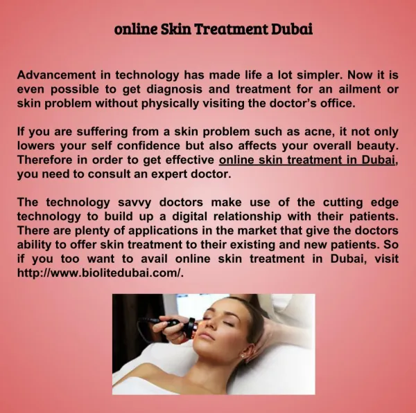 online Skin Treatment Dubai