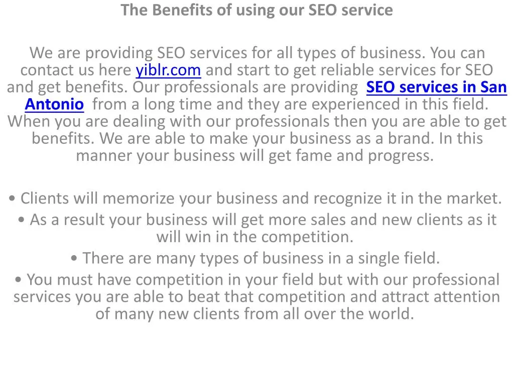 the benefits of using our seo service
