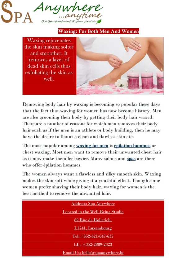 Waxing: For Both Men And Women