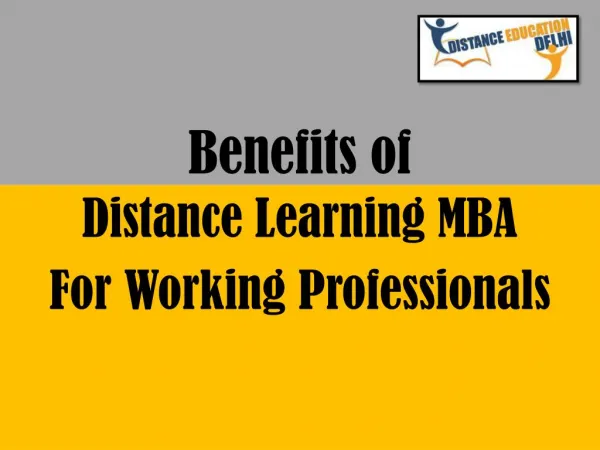 Benefits of distance learning MBA for working professionals