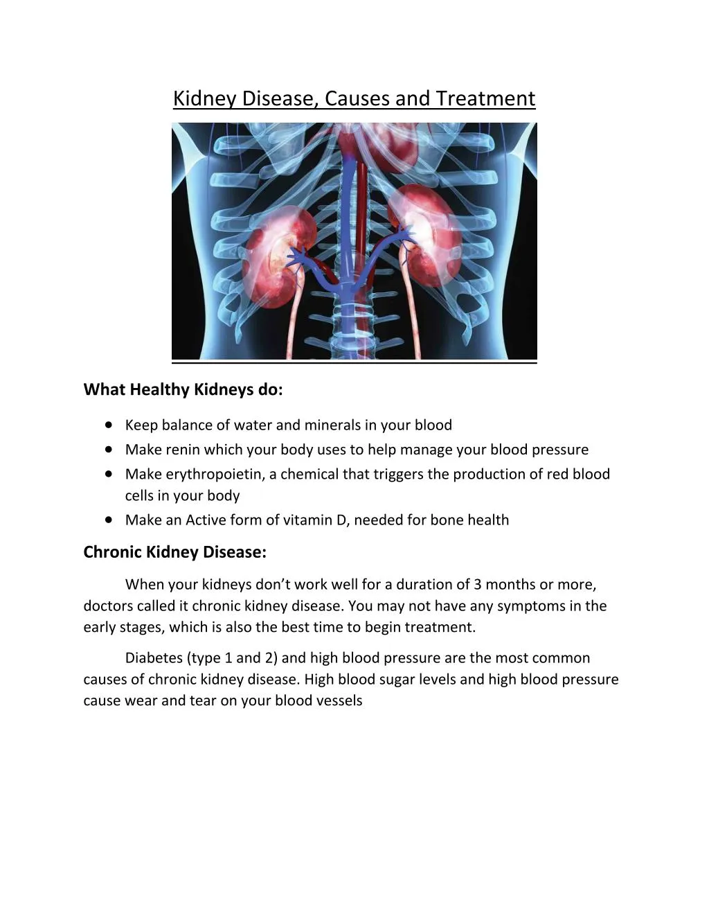 kidney disease causes and treatment