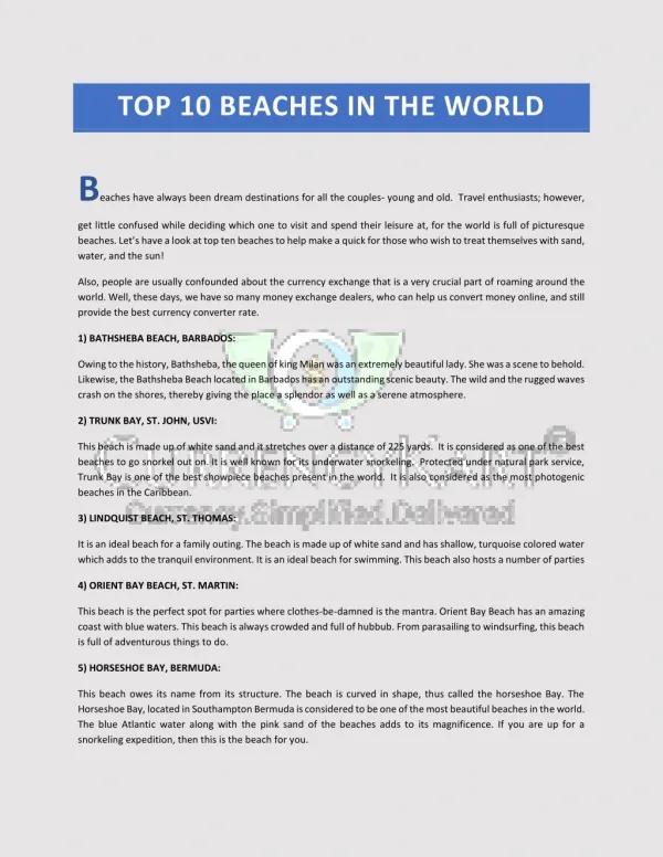 Top 10 beaches in the world | Currencykart.com