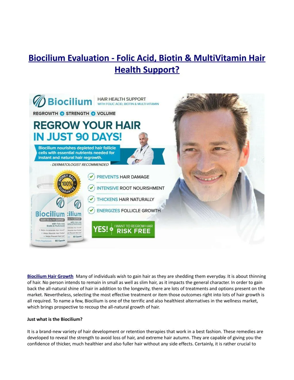 biocilium evaluation folic acid biotin