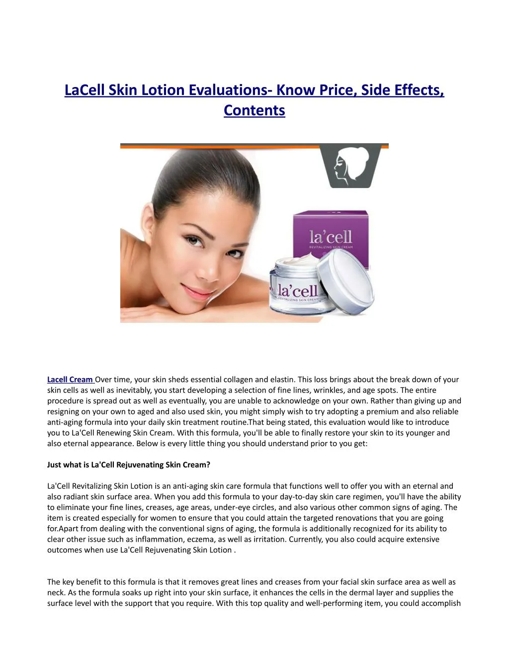 lacell skin lotion evaluations know price side