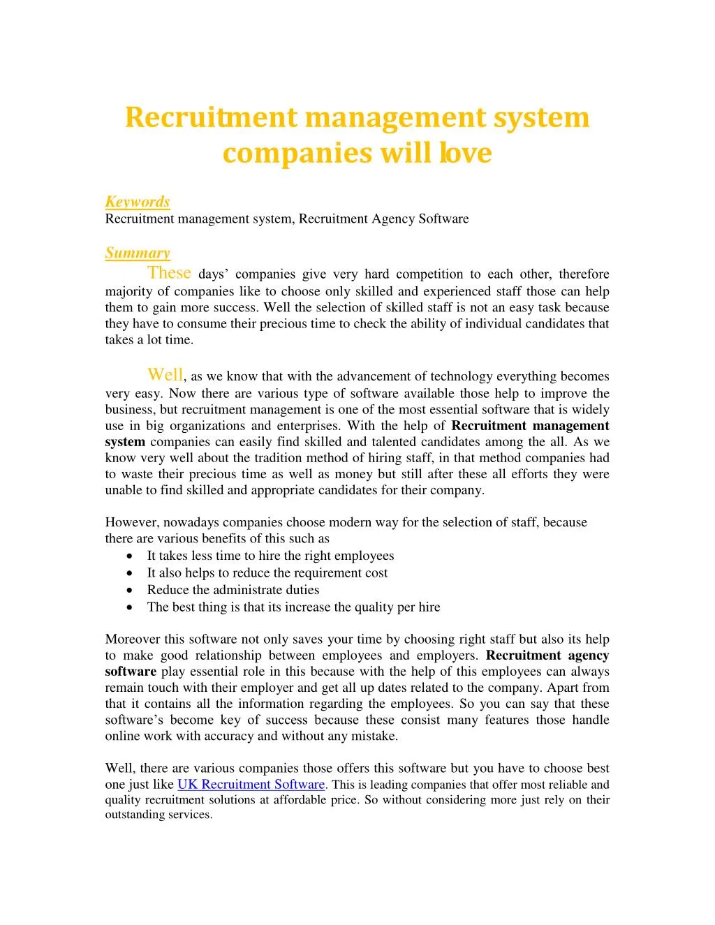 recruitment management system companies will love