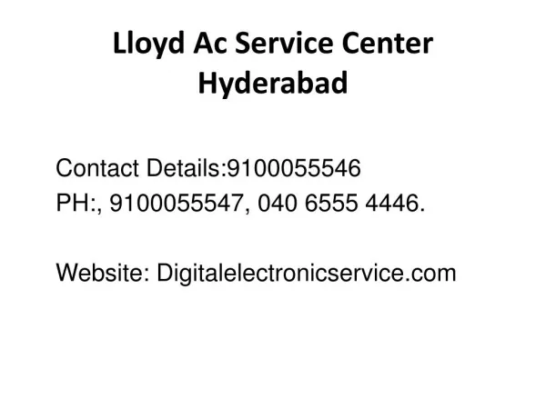 Lloyd Ac Service Center Hyderabad