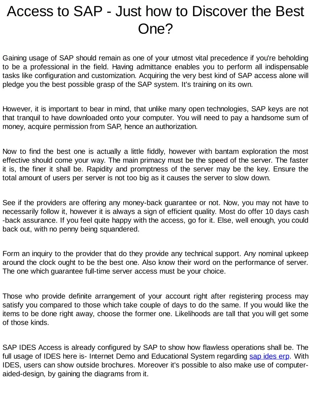 access to sap just how to discover the best one