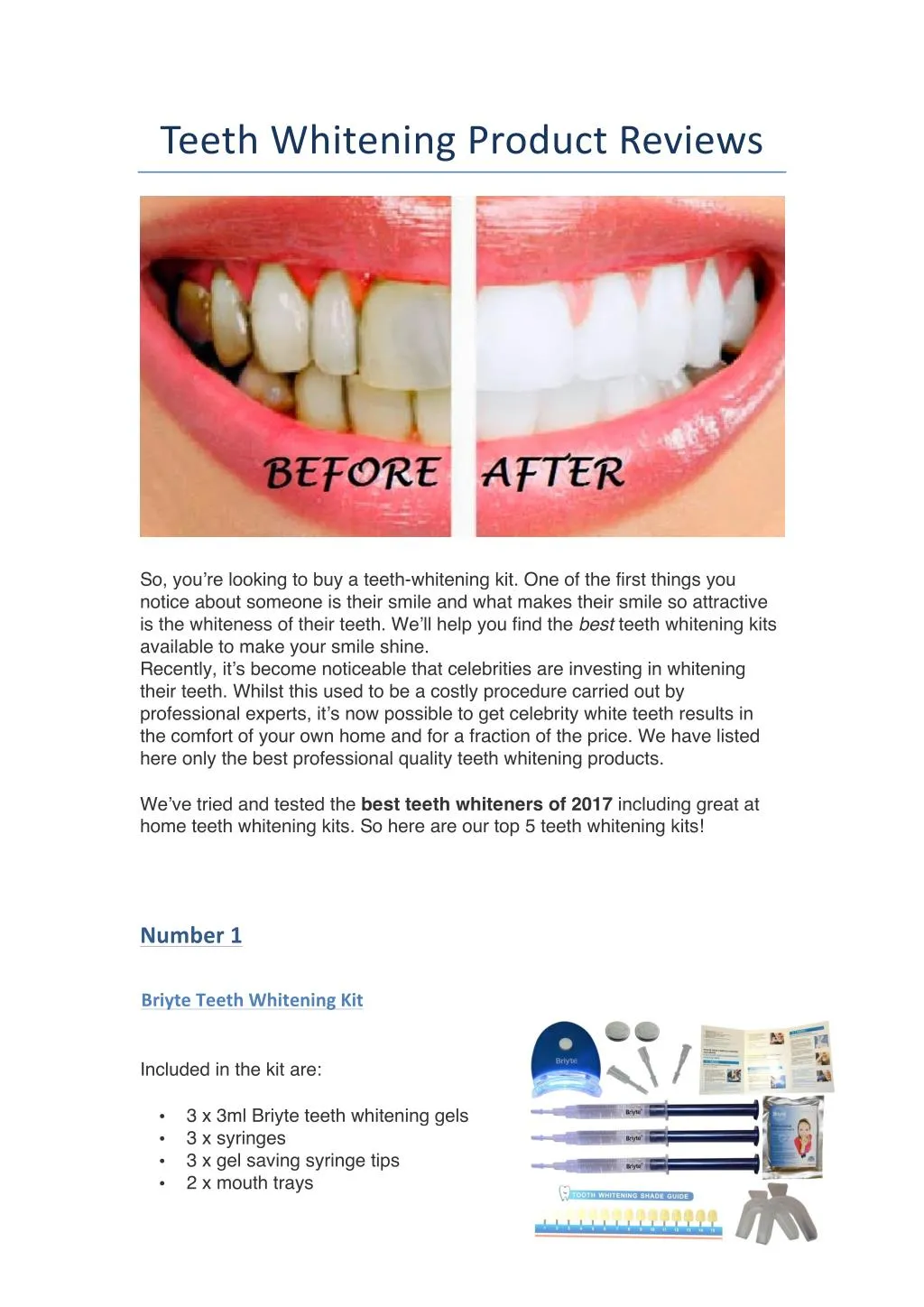 teeth whitening product reviews
