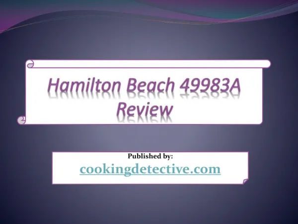 Hamilton Beach 49983A Review