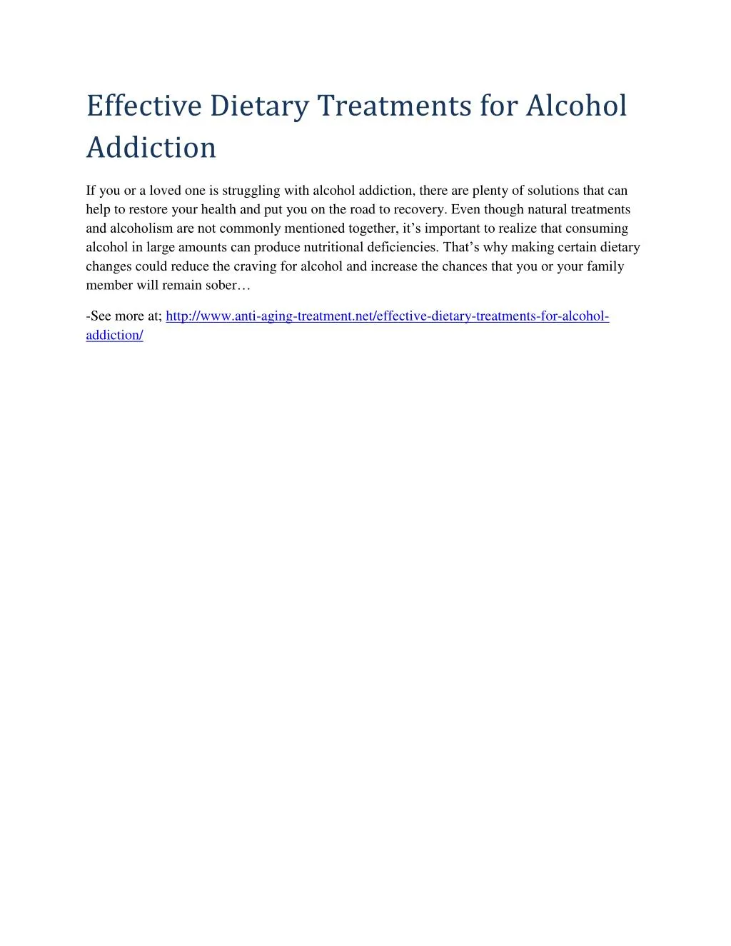effective dietary treatments for alcohol addiction
