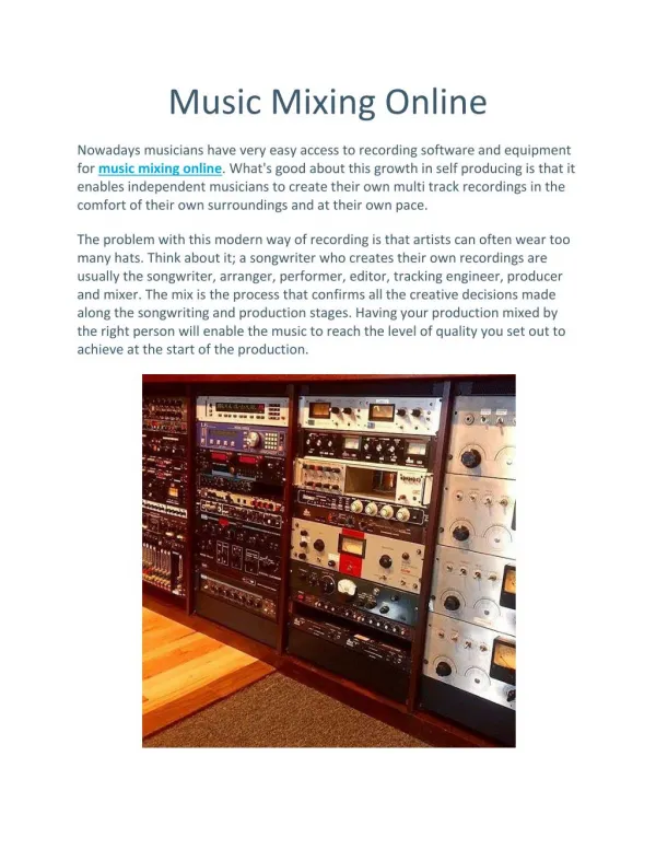 Online Music Mixing