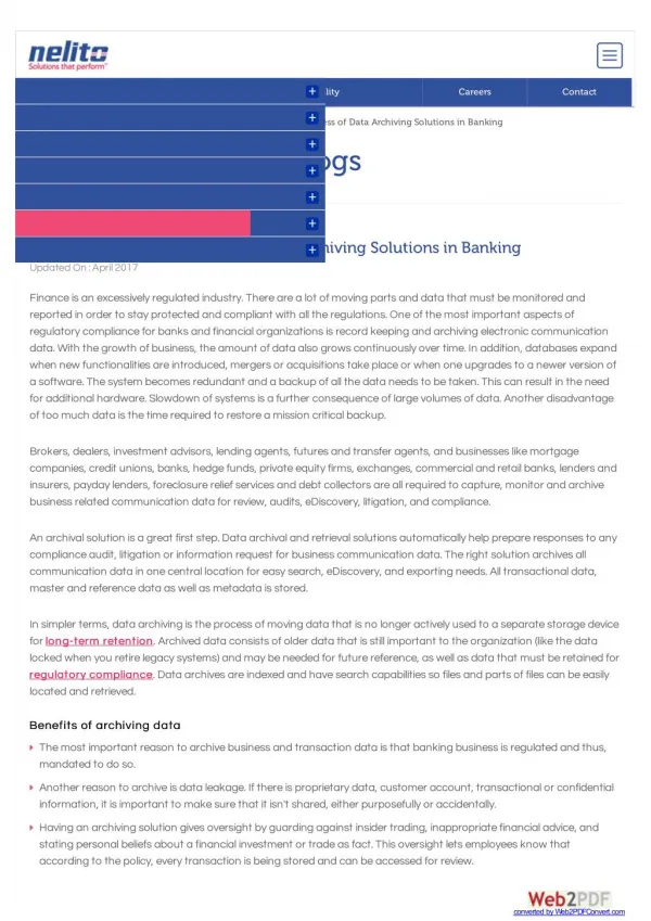 Understanding the business of Data Archiving Solutions in Banking