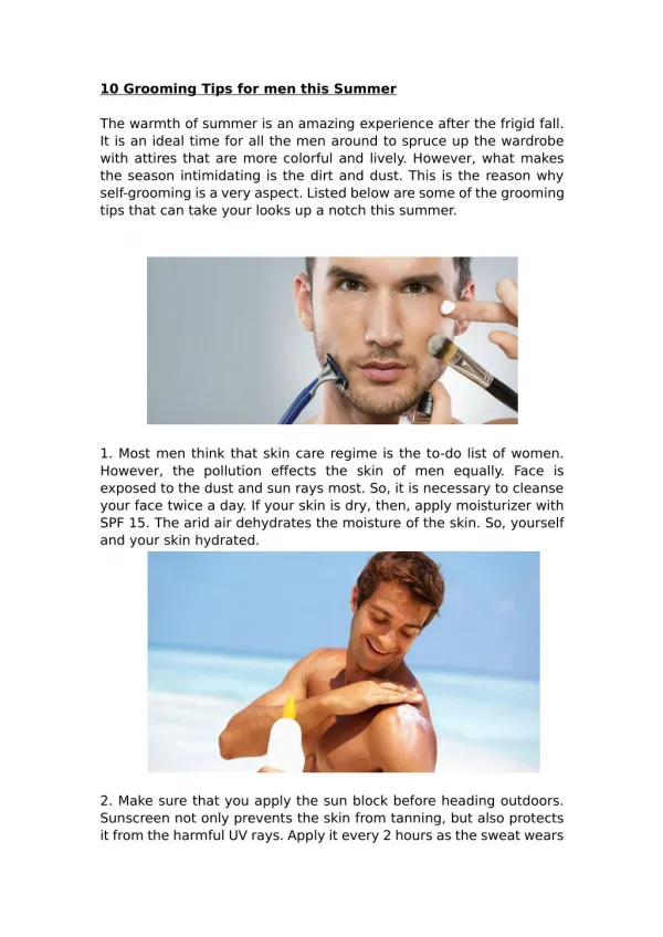 10 Grooming Tips for men this Summer