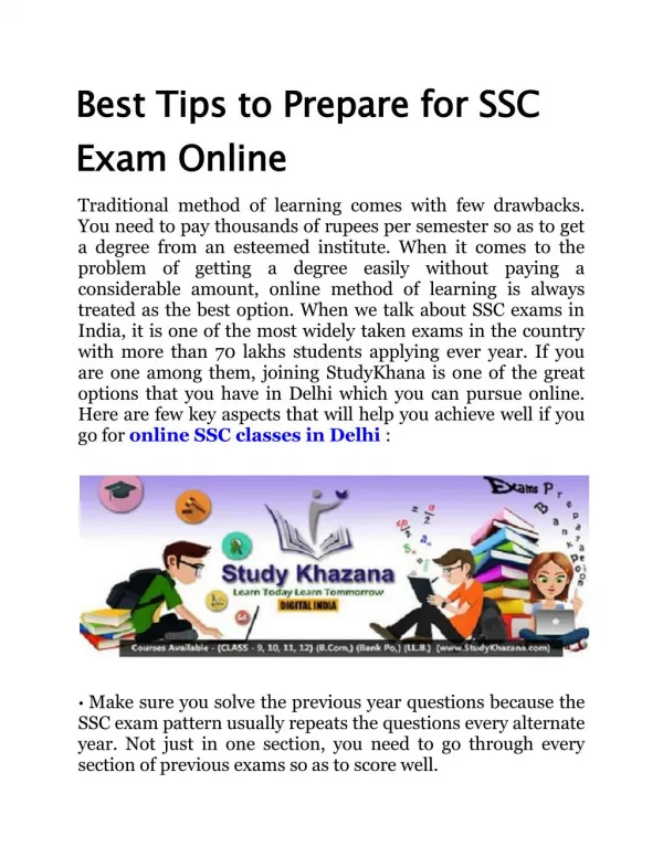 Best Tips to Prepare for SSC Exam Online