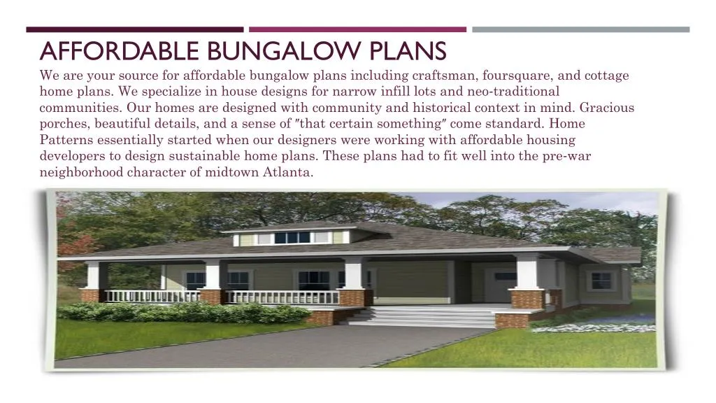 affordable bungalow plans