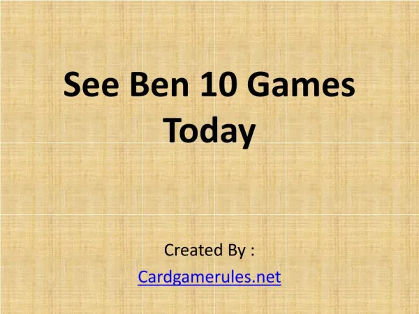 See Ben 10 Games Today