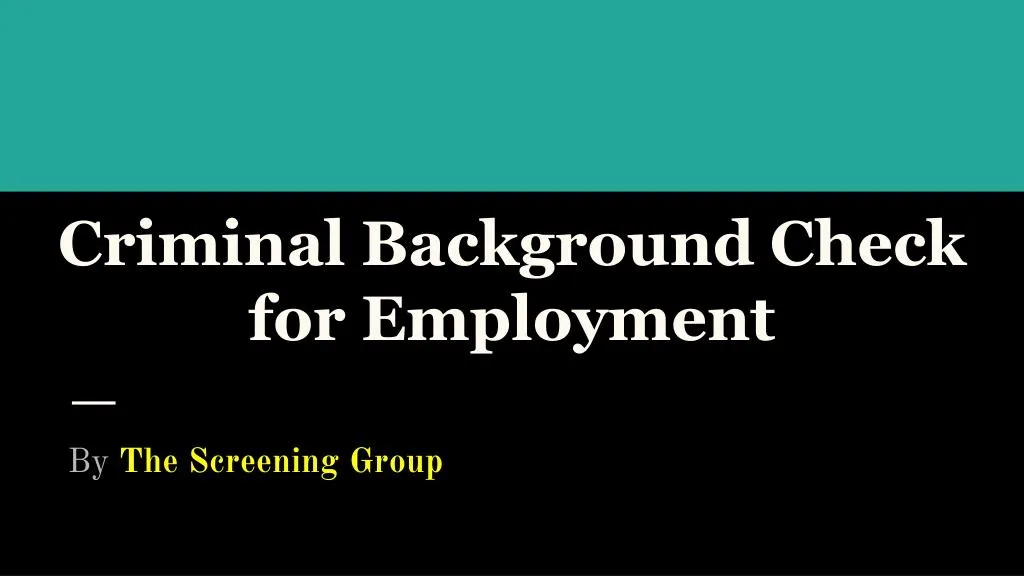 criminal background check for employment