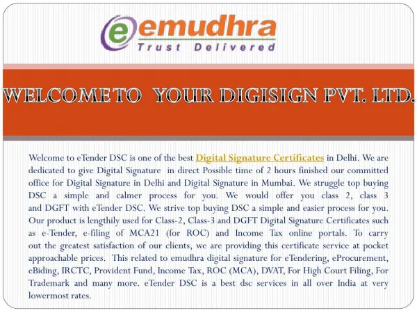 No.1 Digital Signature Certificate in India