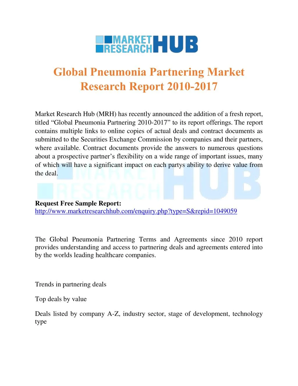 global pneumonia partnering market research