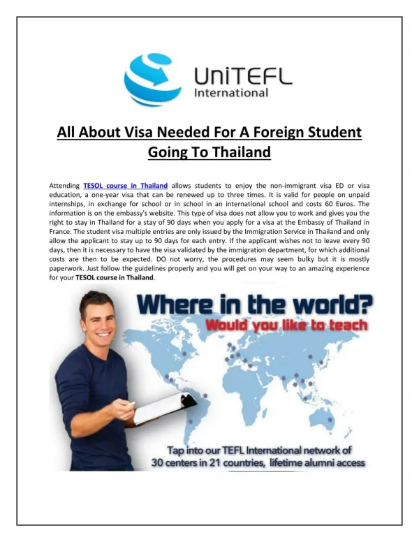 All About Visa Needed For A Foreign Student Going To Thailand